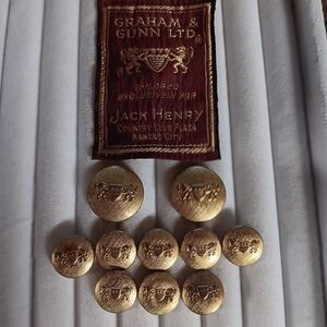 Graham & Gunn Ltd. Gold Blazer Buttons 10 2-Large, 8 Smaller Waterbury